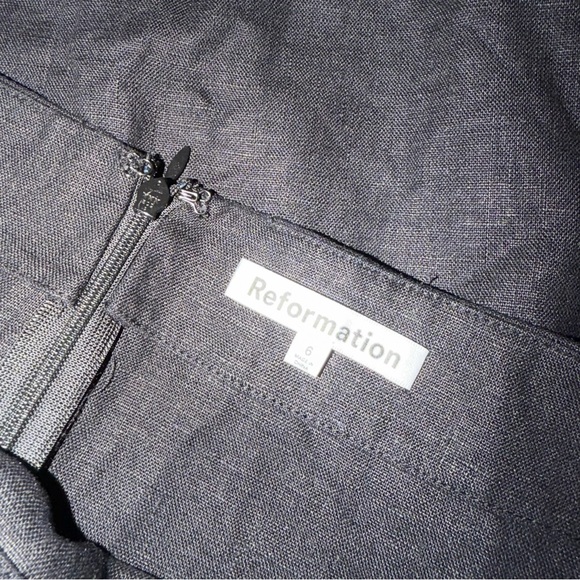 SET OF Reformation Aspen Linen Top Vest Set Women's Size 6 Black Mini Skirt Top - Picture 10 of 13